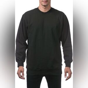 Pro Club Men's Black Heavyweight 13oz Crew Neck Fleece Pullover Sweatshirt